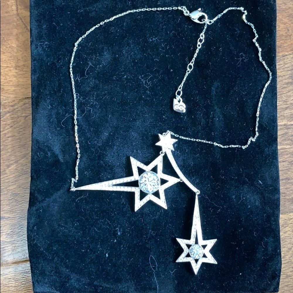 Swarovski necklace double star drop down